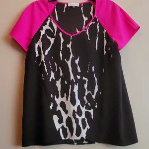 CALVIN KLEIN pink and black womens blouse